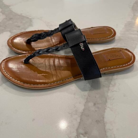 Mad Love Braided T-Strap Flip Flop Sandals Women’s 10 Black Strap Boho Summer - Picture 4 of 9